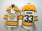 Boston Bruins 33# Zdeno Chara beige yellow NHL hooded sweatshirt