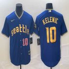 Nike Seattle Mariners #10 Jarred Kelenic blue majestic mlb jersey city version-BD 01