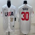 2023 World Cup #30 Kyle Tucker white USA majestic baseball jerseys 03