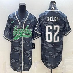 Nike Philadelphia Eagles #62 Jason Kelce gray camo baseball jerseys Joint name-BD