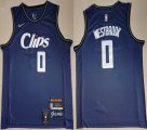 Nike Los Angeles Clippers #0 Russell Westbrook blue nba jerseys city version