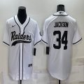 Nike Oakland Raiders #34 Bo Jackson white baseball jerseys Joint name-BD 01