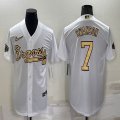 2022 MLB All-Star Nike Atlanta Braves #7 Dansby Swanson white majestic baseball jersey 01