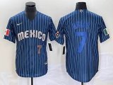 2023 World Cup Mexico #7 Julio Urias blue majestic baseball jerseys 58