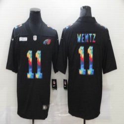 Nike Eagles #11 Carson Wentz black Color Rush Limited Jersey Rainbow version-BD