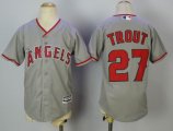 Youth Los Angeles Angels #27 Mike Trout Grey majestic baseball jersey