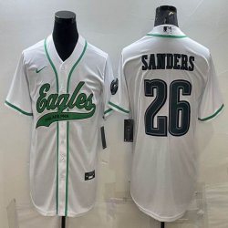 Nike Philadelphia Eagles #26 Miles Sanders white baseball jerseys Joint name-BD