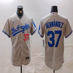 Nike Los Angeles Dodgers #37 Enrique Hernandez gray Flexbase Authentic Collection Jersey-BD 04