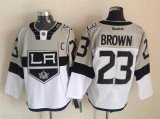 2015 reebok Los Angeles Kings 23 Dustin Brown White Gray Hockey Jersey C patch