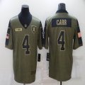 Nike Oakland Raiders #4 Derek Carr green 2021 Salute to Service Limited Jersey