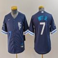 Youth Nike Kansas City Royals #7 Bobby Witt Jr. dark blue majestic baseball jerseys -BD 01