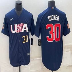 2023 World Cup #30 Kyle Tucker blue USA majestic baseball jerseys 03