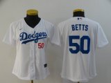 Custom Nike Los Angeles Dodgers #50 Mookie Betts white women majestic baseball jersey