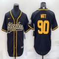 Nike Pittsburgh Steelers #90 T. J. Watt black baseball jerseys Joint name-BD 01