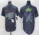 Nike Tampa Bay Rays #14 Lopez black majestic baseball jersey city version 03