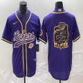 Nike Los Angeless Lakers #24 Kobe Bryant purple baseball jerseys Joint name MAMBA-BD 01