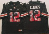 Ohio State Buckeyes C.Jones #12 black fashion college football jersey