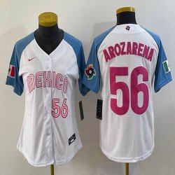 Youth 2023 World Cup Mexico #56 Randy Arozarena white skyblue majestic baseball jerseys 21