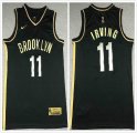 Nike Brooklyn Nets #11 Kyrie Irving black gold NBA Jerseys -XD