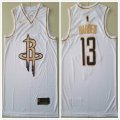 Nike Houston Rockets #13 James Harden white gold nba jerseys