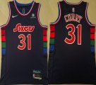 Nike Philadelphia 76ers #31 Seth Curry blue red basketball Jerseys -XD