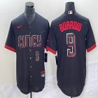 Nike Cincinnati Reds #9 Burrow black majestic baseball jerseys-BD 02