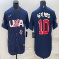 2023 World Cup #10 J.T. Realmuto blue USA majestic baseball jerseys 05