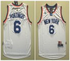 New York Knicks #6 Kristaps Porzingis throwback white NBA basketball Jersey