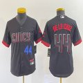 Women Nike Cincinnati Reds #44 Elly De La Cruz black majestic baseball jerseys -BD 01