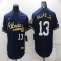 Nike Atlanta Braves #13 Ronald Acuna Jr. blue gold majestic baseball jersey