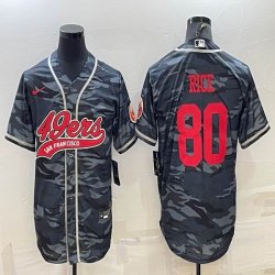 Nike San Francisco 49ers #80 Jerry Rice gray camo baseball jerseys Joint name-BD