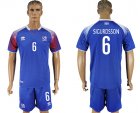 2018 World cup Iceland team #6 SIGURDSSON blue soccer jersey home