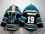 Youth San Jose Sharks Joe Thornton 19 Green black NHL hooded sweatshirt