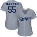 Women Los Angeles Dodgers #55 Russell Martin gray majestic baseball jerseys