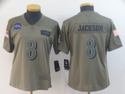 Women Baltimore Ravens #8 Lamar Jackson Nike Camo 2019 Salute to Service Limited Jersey