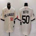 Nike Los Angeles Dodgers #50 Mookie Betts beige fashion majestic baseball Jerseys-BD 07