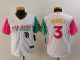 Youth Nike San Diego Padres #3 Jackson Merrill white green pink MLB Baseball jerseys