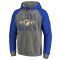 Men's St. Louis Blues Fanatics Branded Ash Timeless Collection Antique Stack Big & Tall Tri-Blend Raglan Pullover Hoodie