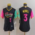 Women Nike San Diego Padres #3 Jackson Merrill black pink green baseball jerseys city version 02