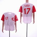 Cincinnati Reds #17 Chris Sabo white Red stripe baseball jersey