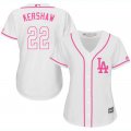 2017 Women Los Angeles Dodgers 22 Clayton Kershaw white majestic mlb jersey