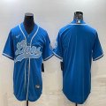 Nike Detroit Lions blank blue baseball jerseys Joint name-BD