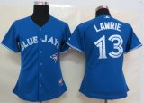 MLB Womens Toronto Blue Jays 13 Lawrie Blue Jersey