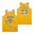 Los Angeles Lakers #23 LeBron James Throwback Yellow NBA Basketball jerseys-SG