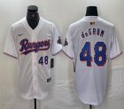 Nike Texas Rangers #48 Jacob deGrom white majestic baseball jerseys Champion patch-BD 02