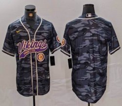 Minnesota Vikings blank gray camo baseball jersey Joint Name 01