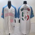 2023 World Cup Mexico #56 Randy Arozarena white skyblue majestic baseball jerseys 48