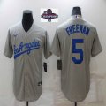 2024 World Series Champions Los Angeles Dodgers #5 Freddie Freeman gray majestic baseball Jerseys-BD