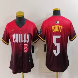 Women Nike Philadelphia Phillies #5 Bryson Stott red majestic baseball jerseys city version 01