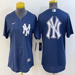 Women Nike New York Yankees blank blue majestic baseball Jerseys-BD